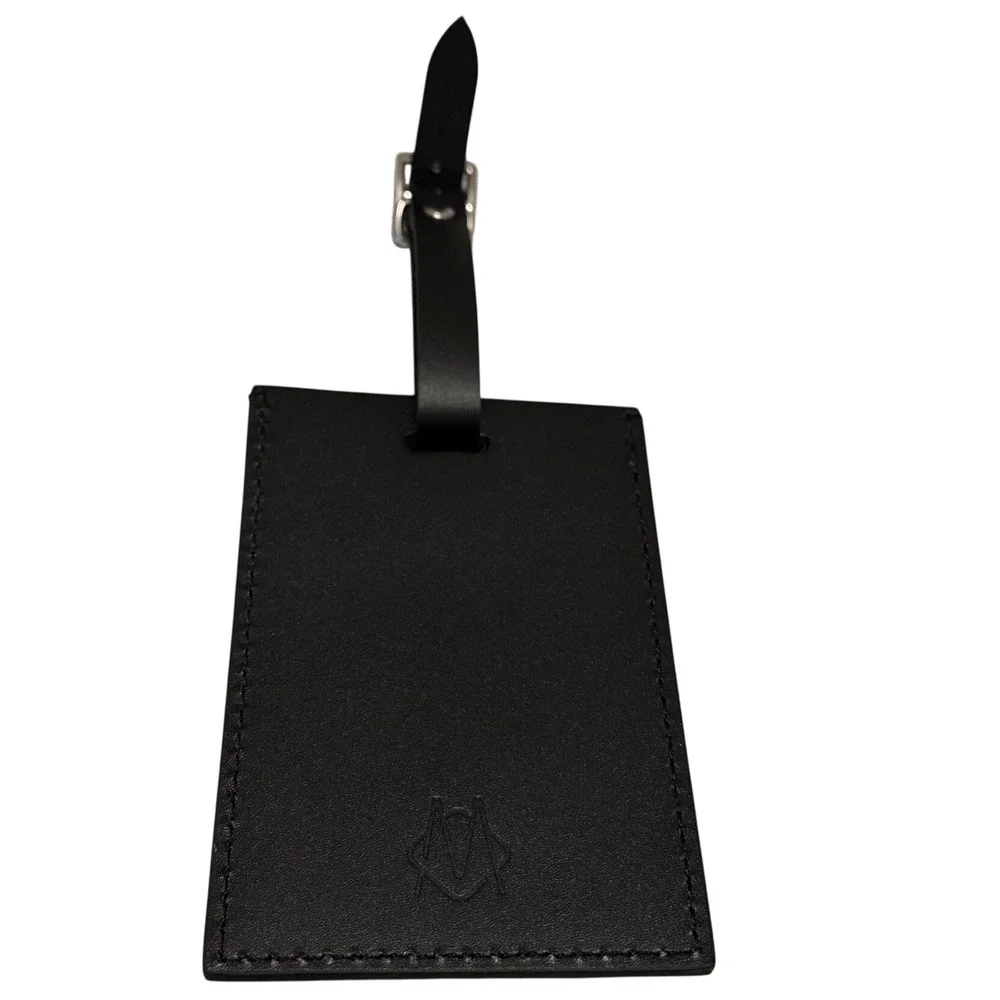Rimowa Black Leather Luggage Tag with Silver Buckle Strap Travel Accessory